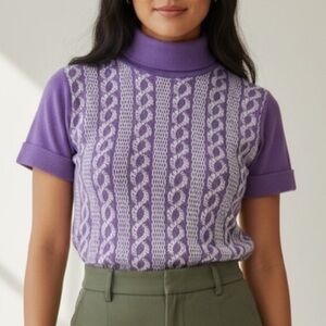 VINTAGE 1970s Geometric Print Turtleneck